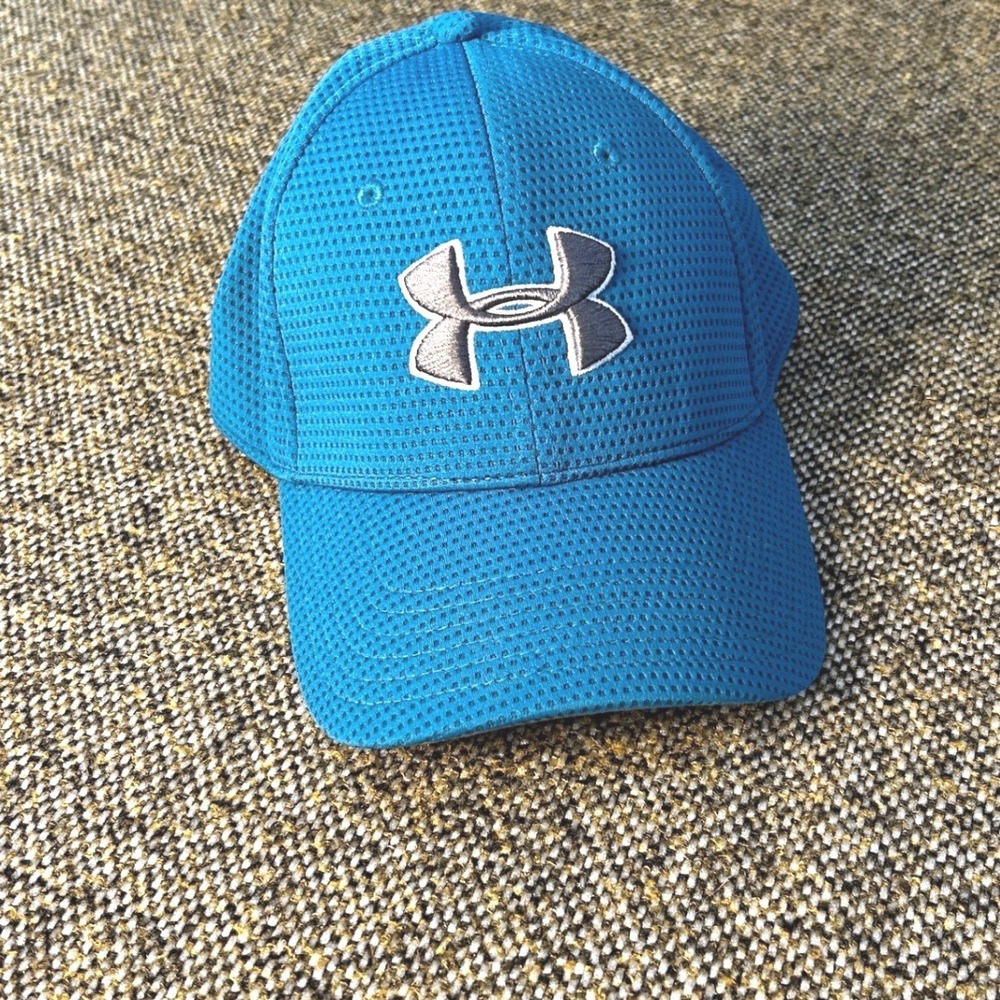 Under Armour Hat Mens MD/LG Blue Good Blitzing II Mesh Stretch Fit Cap